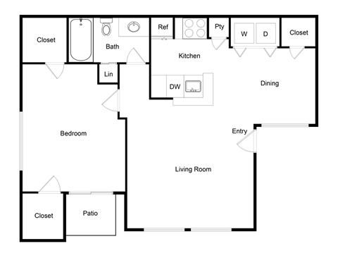 Palencia Apartments in Dallas, Texas One Bedroom Floor Plan